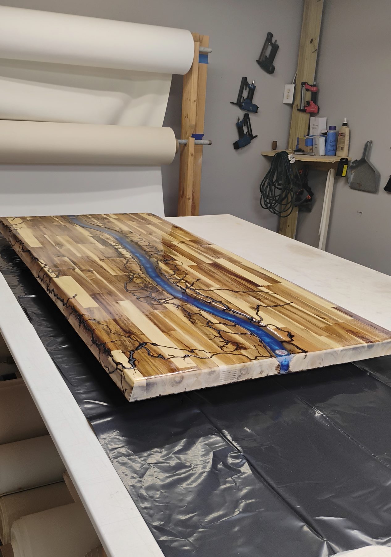 The finished top on the bench